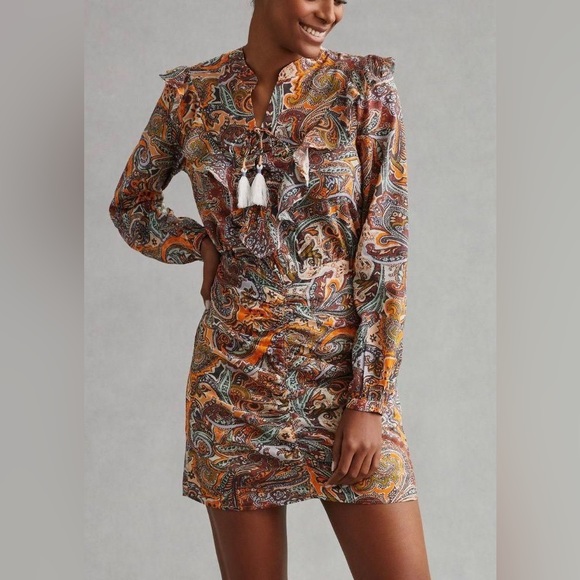 Anthropologie Paisley Ruffled Mini Dress - Picture 3 of 9